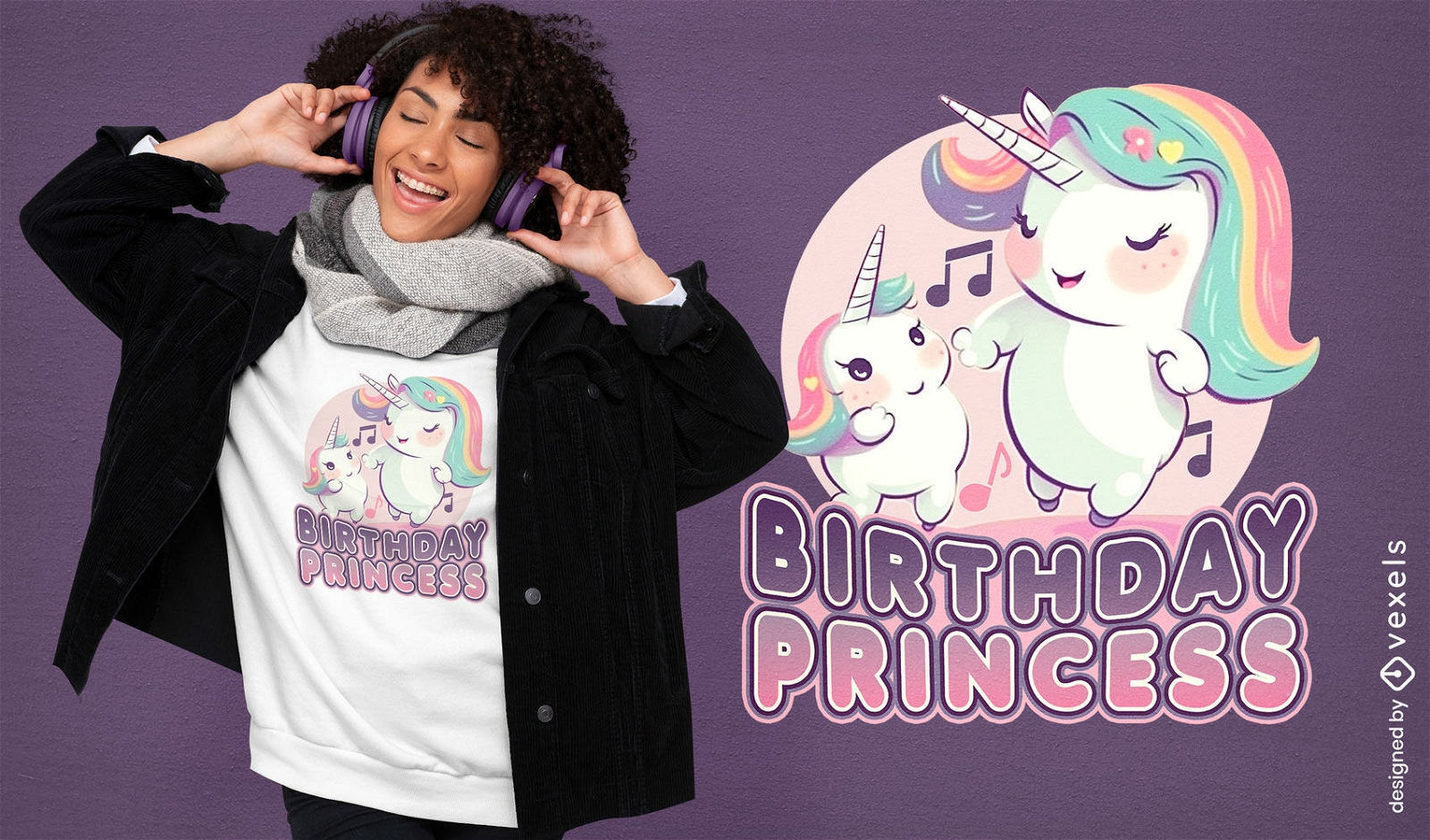 Diseño de camiseta de príncipes de cumpleaños unicornio.