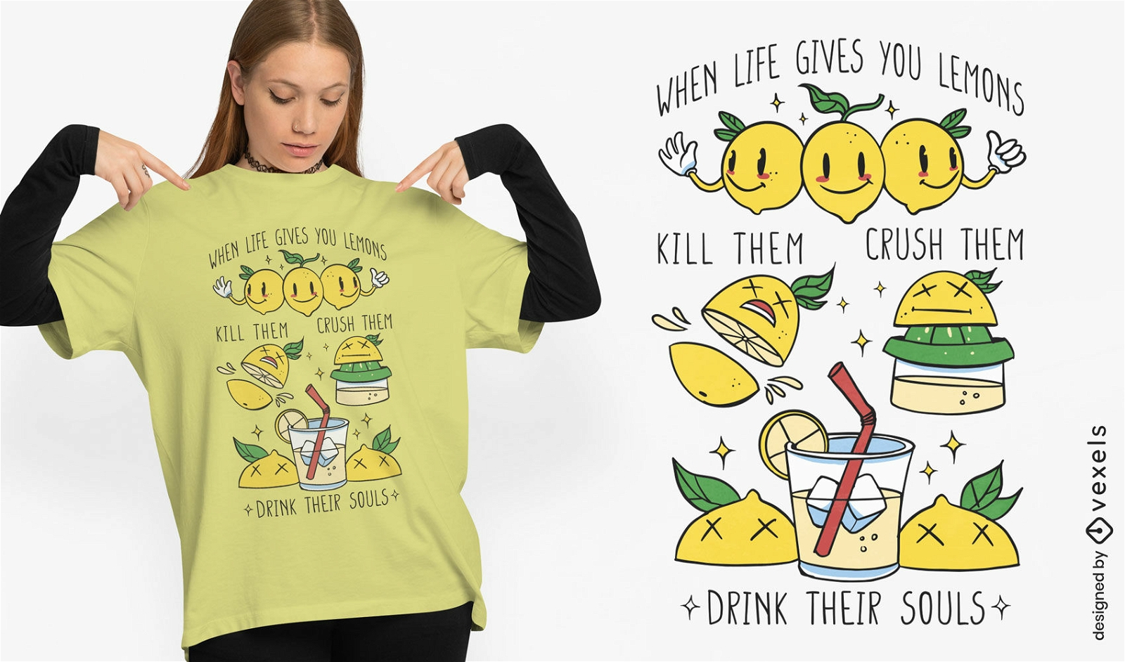 Diseño de camiseta de juegos de palabras y chistes de limones.
