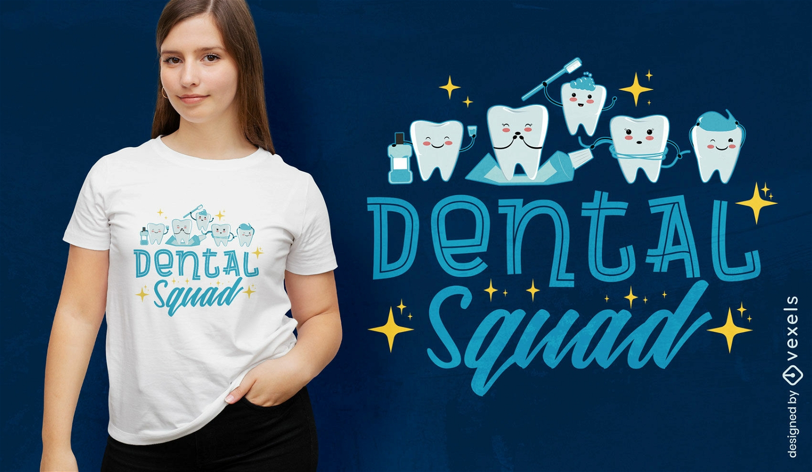Diseño de camiseta de escuadrón dental de dientes.