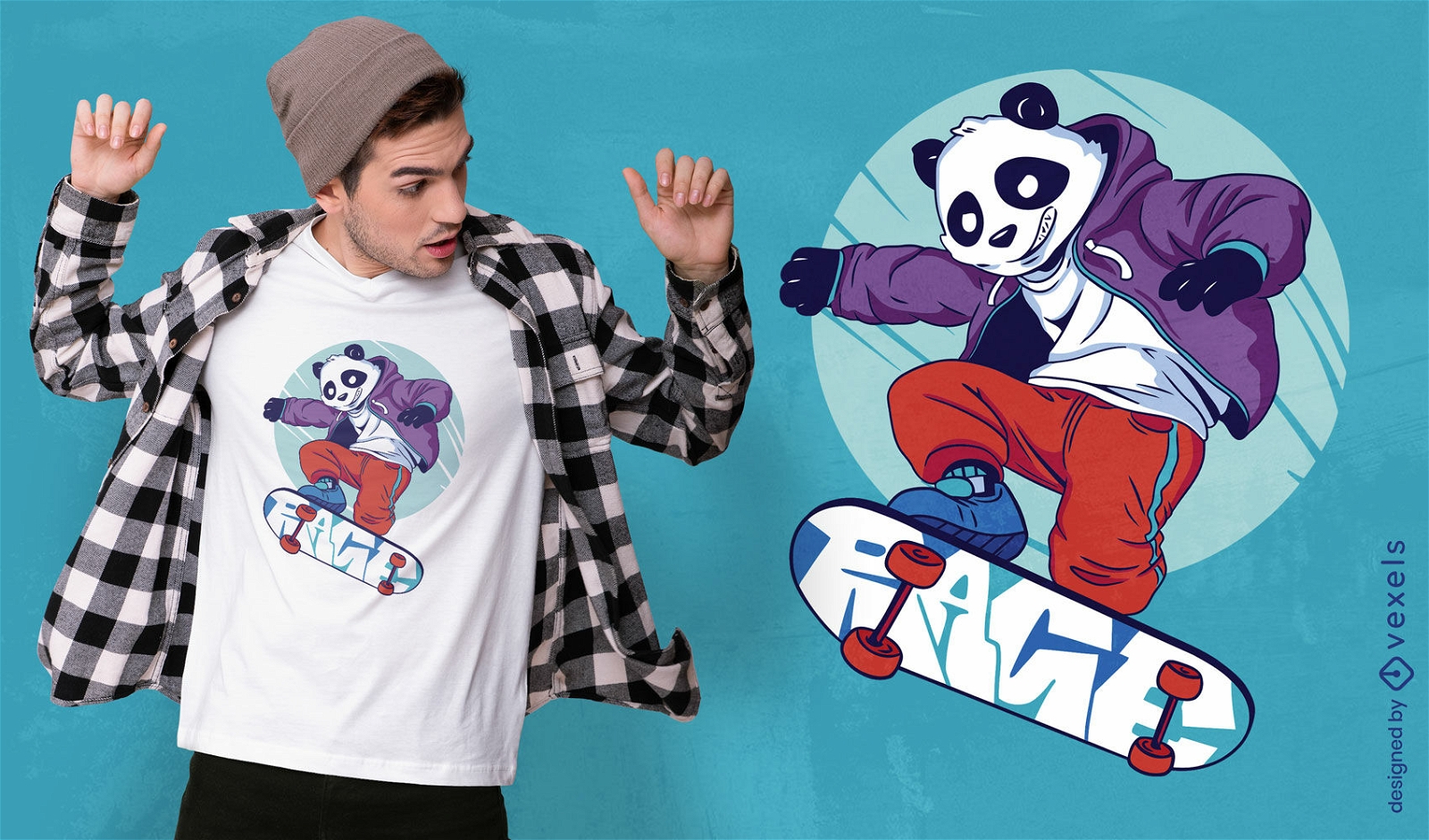 Design de camiseta de skate Panda