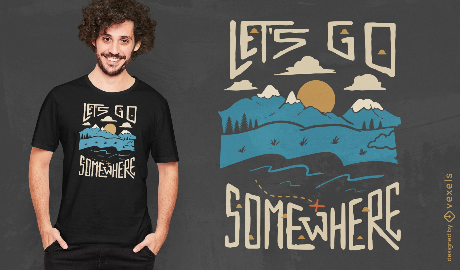 Design de camiseta de viagem de paisagem