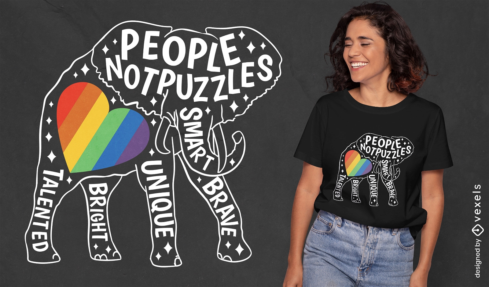 Elefantentier mit Zitat-T-Shirt-Design