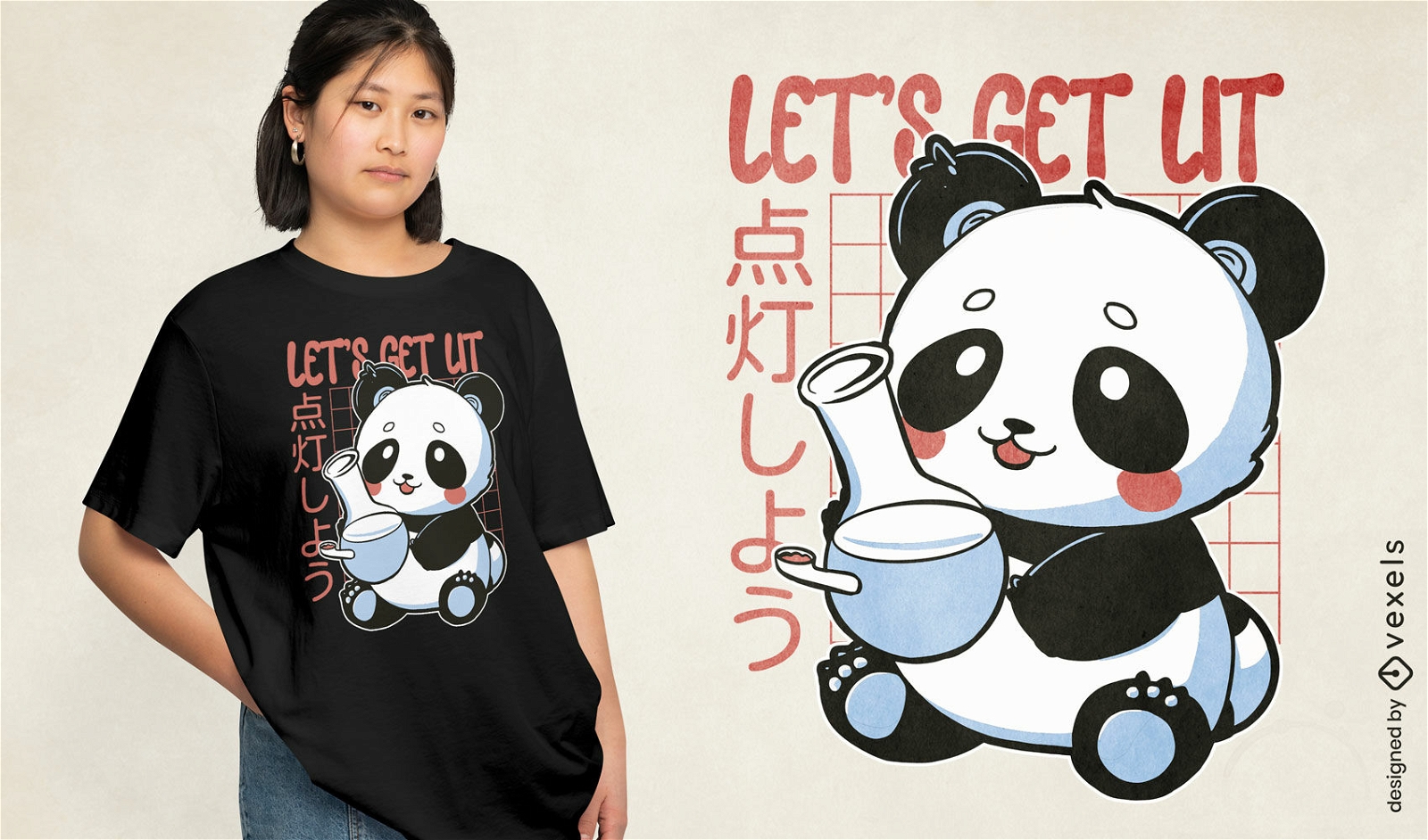 Design de camiseta animal fofo de urso panda