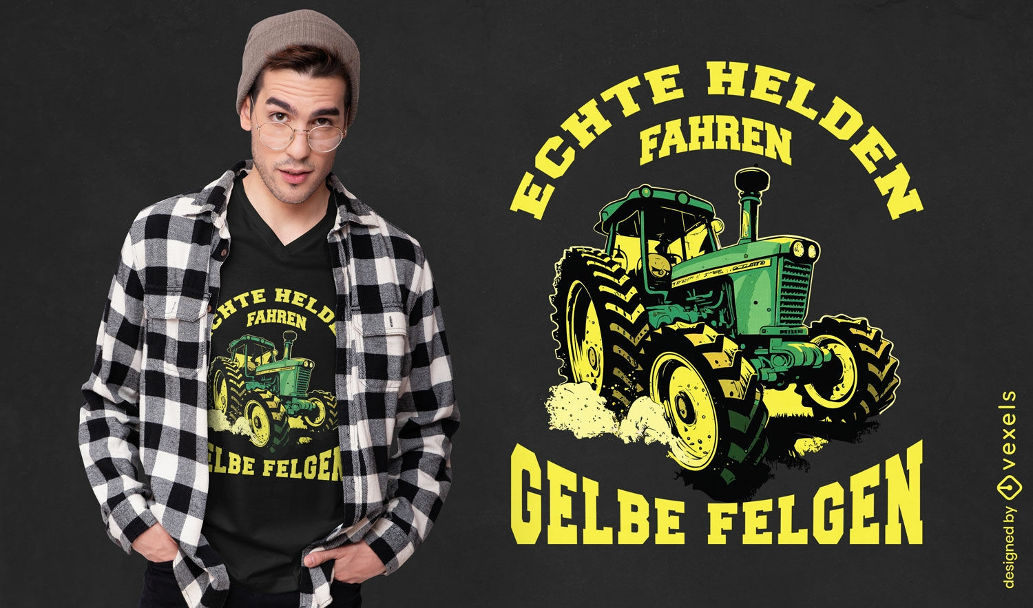 Design de camiseta de caminhão de fazenda verde