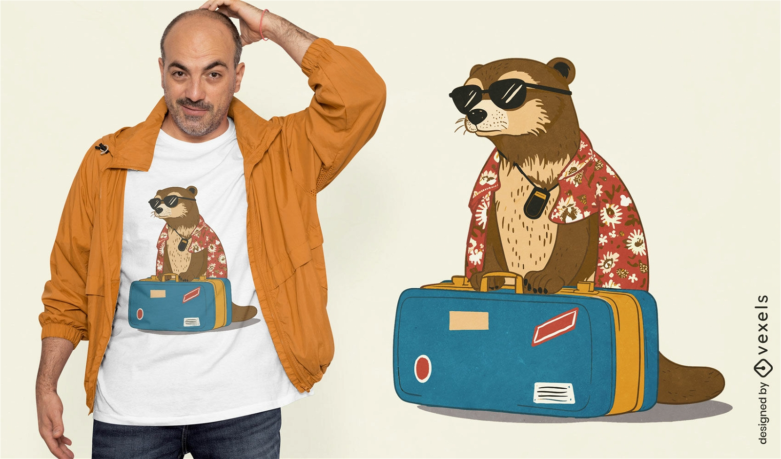Otter-Tier im Urlaub-T-Shirt-Design