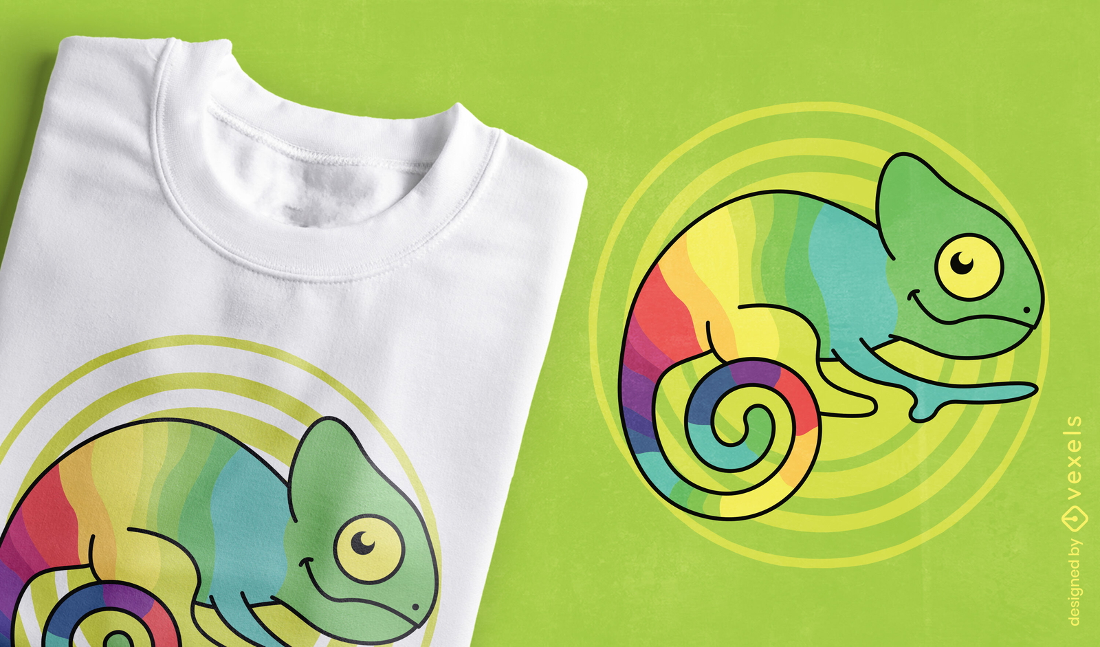 Chamäleon-Tier-Regenbogen-T-Shirt-Design