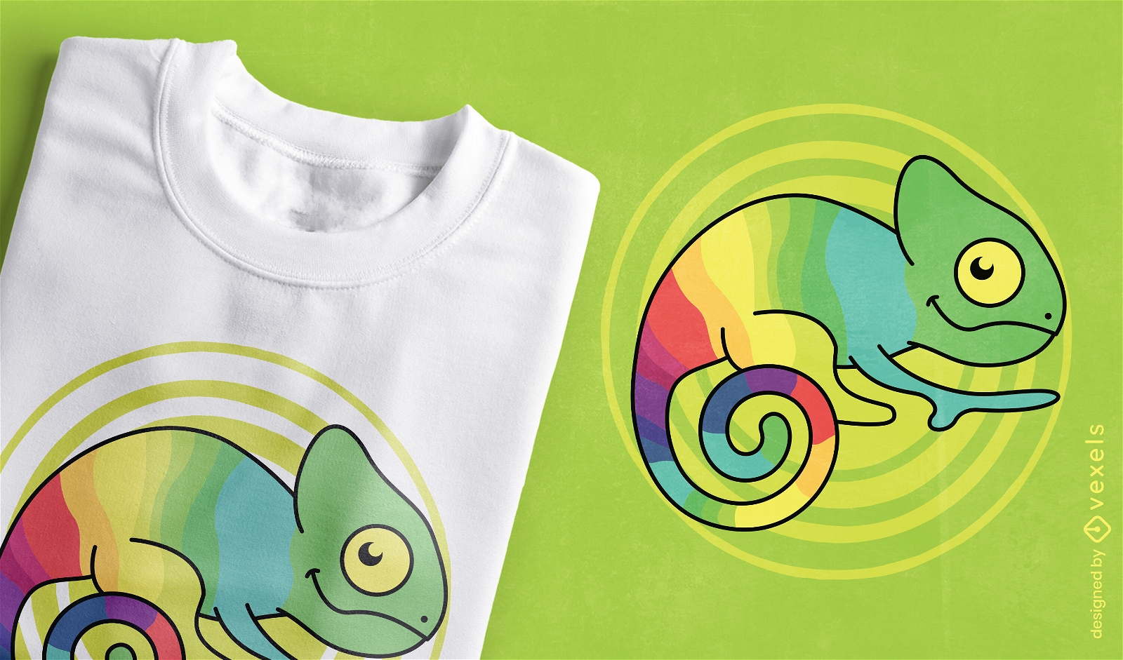 Design de camiseta de arco-?ris animal camale?o