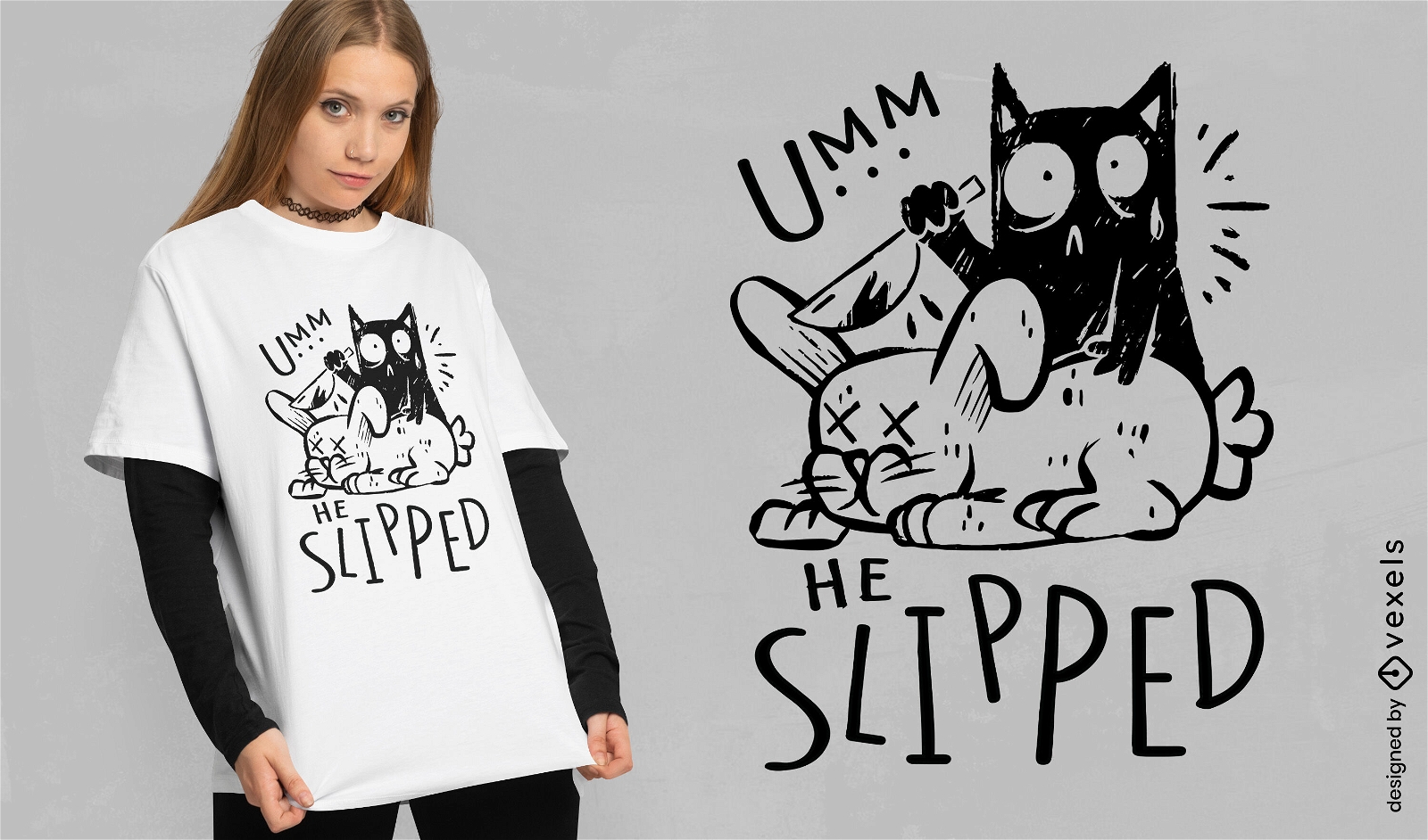 Killer cat with a bunny t-shirt design