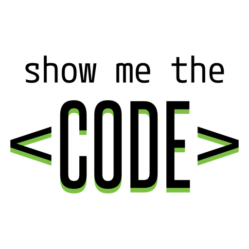 Diseño elegante de cita de codificación que presenta "Muéstrame el código" Diseño PNG