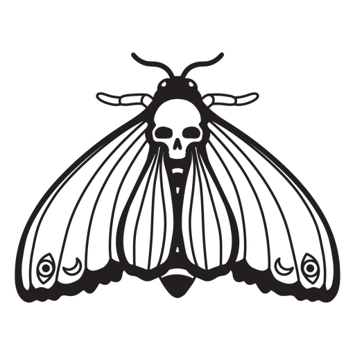 Mariposa preta com uma caveira Desenho PNG