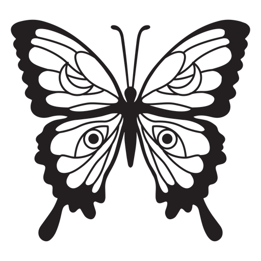Silhueta de borboleta preta Desenho PNG