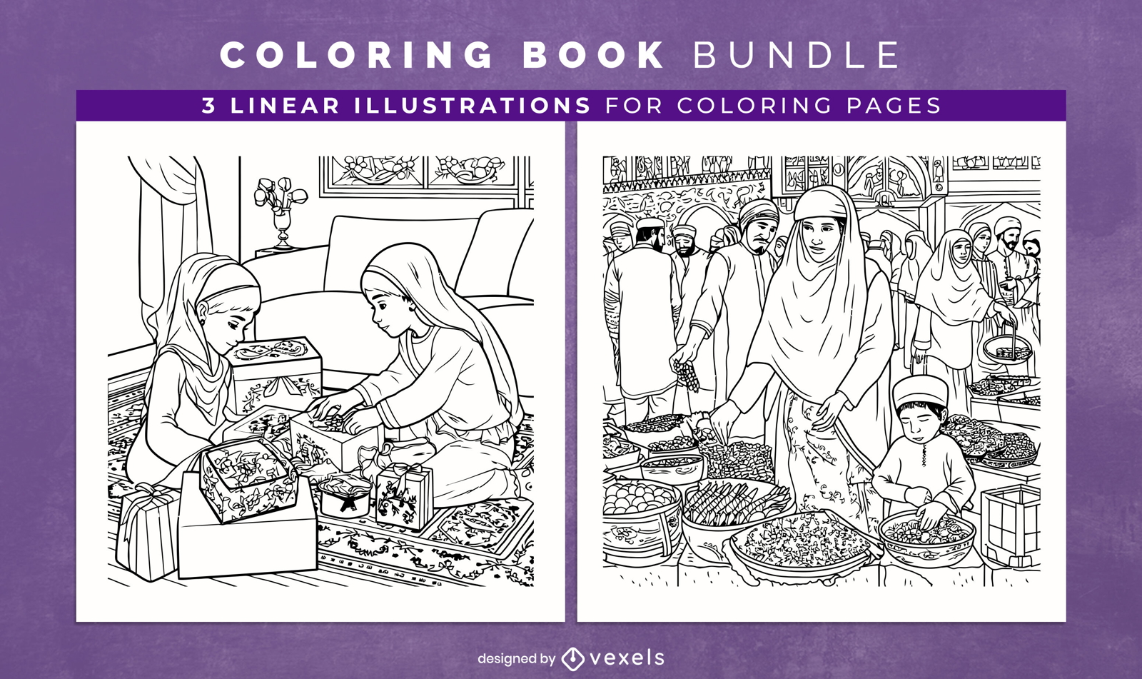 Páginas de diseño de libro para colorear musulmán