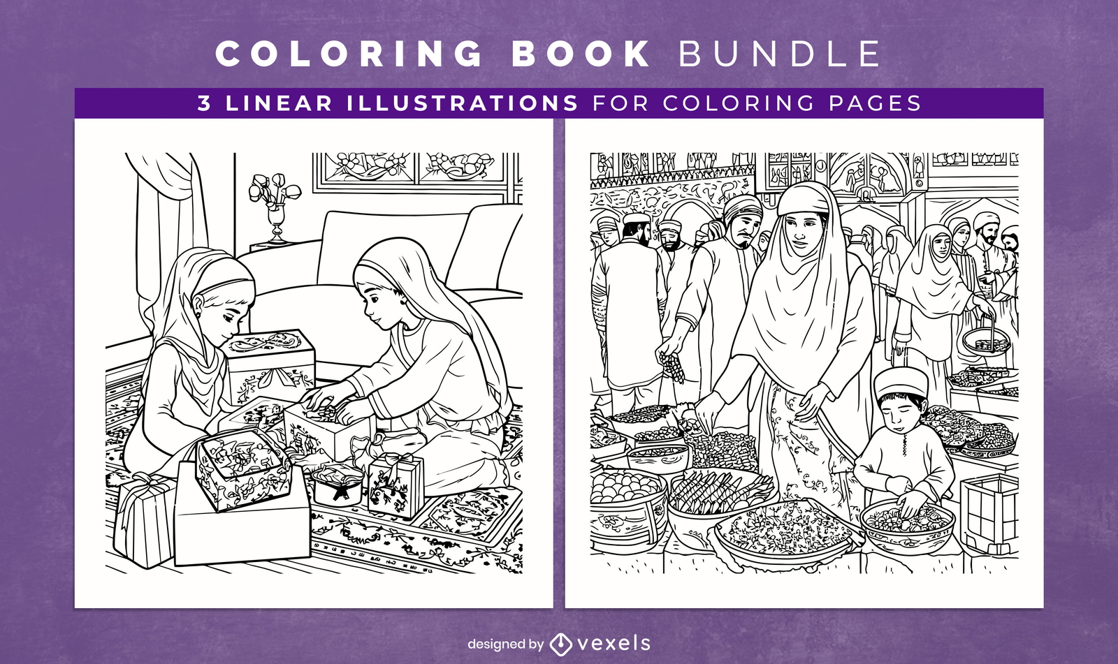 Páginas de design de livros para colorir muçulmanos