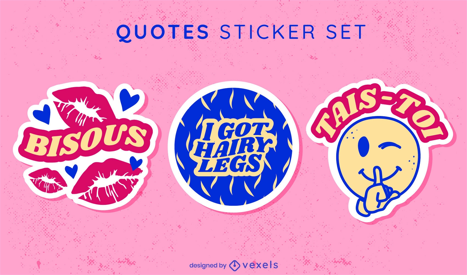 Hairy legs quotes sticker set