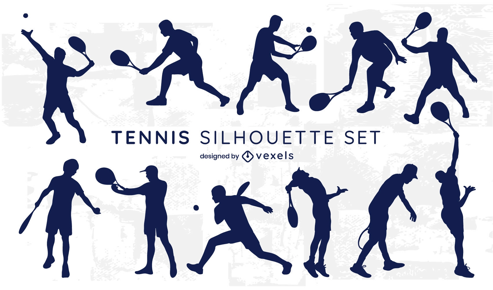 Conjunto de silhueta de jogadores de esporte de tênis