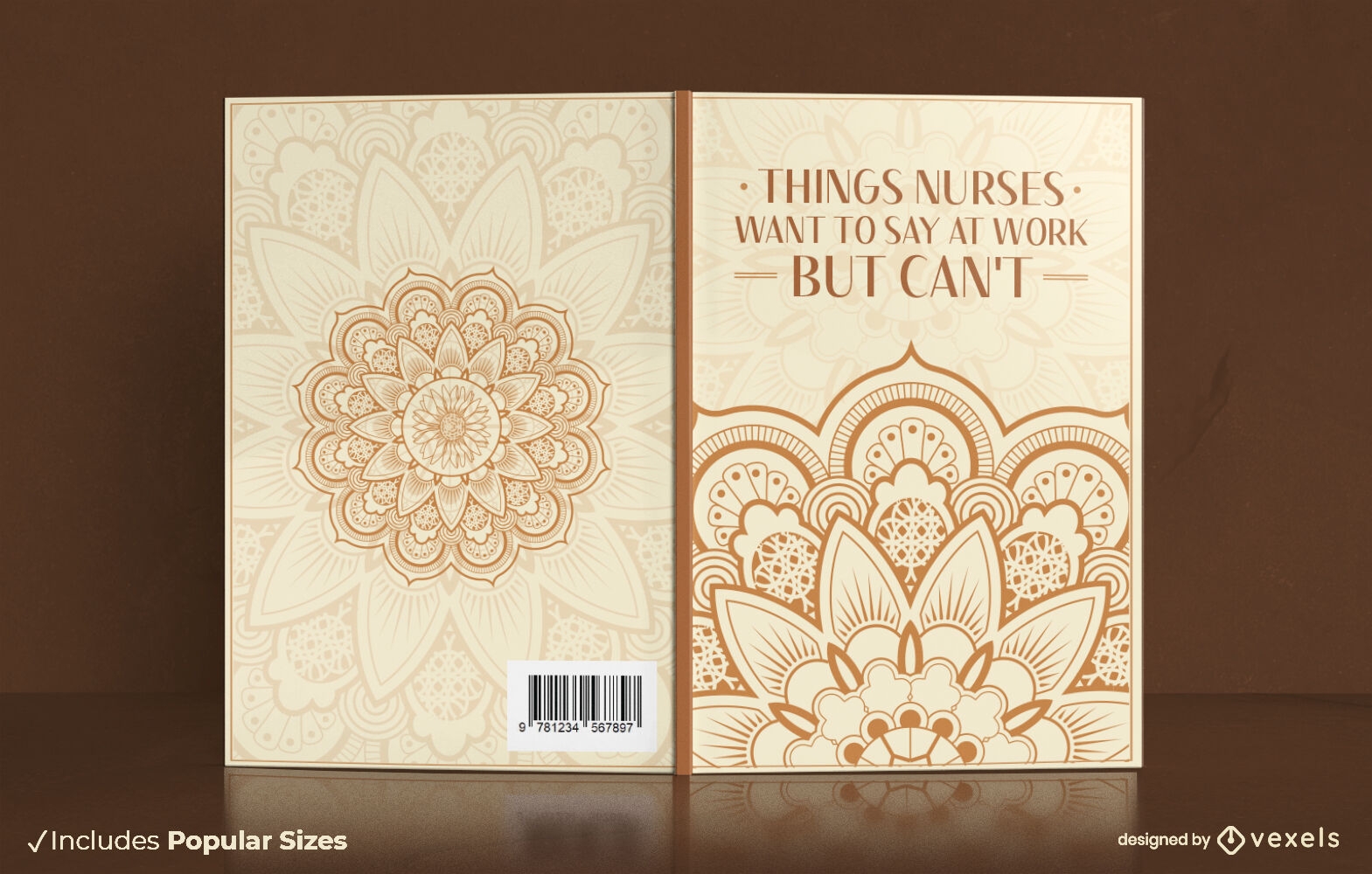Design de capa de livro para colorir de flores de mandala