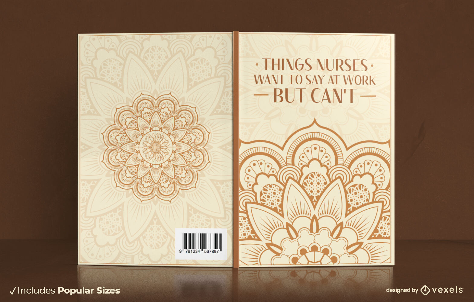 Mandala flowers coloring book cover design