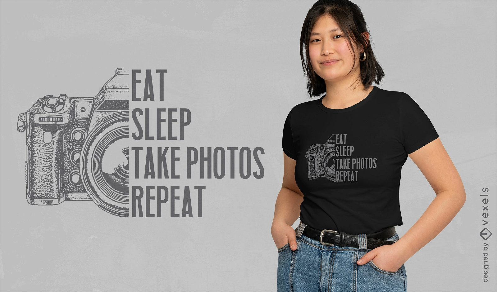 Tirar fotos design de t-shirt de citação de rotina