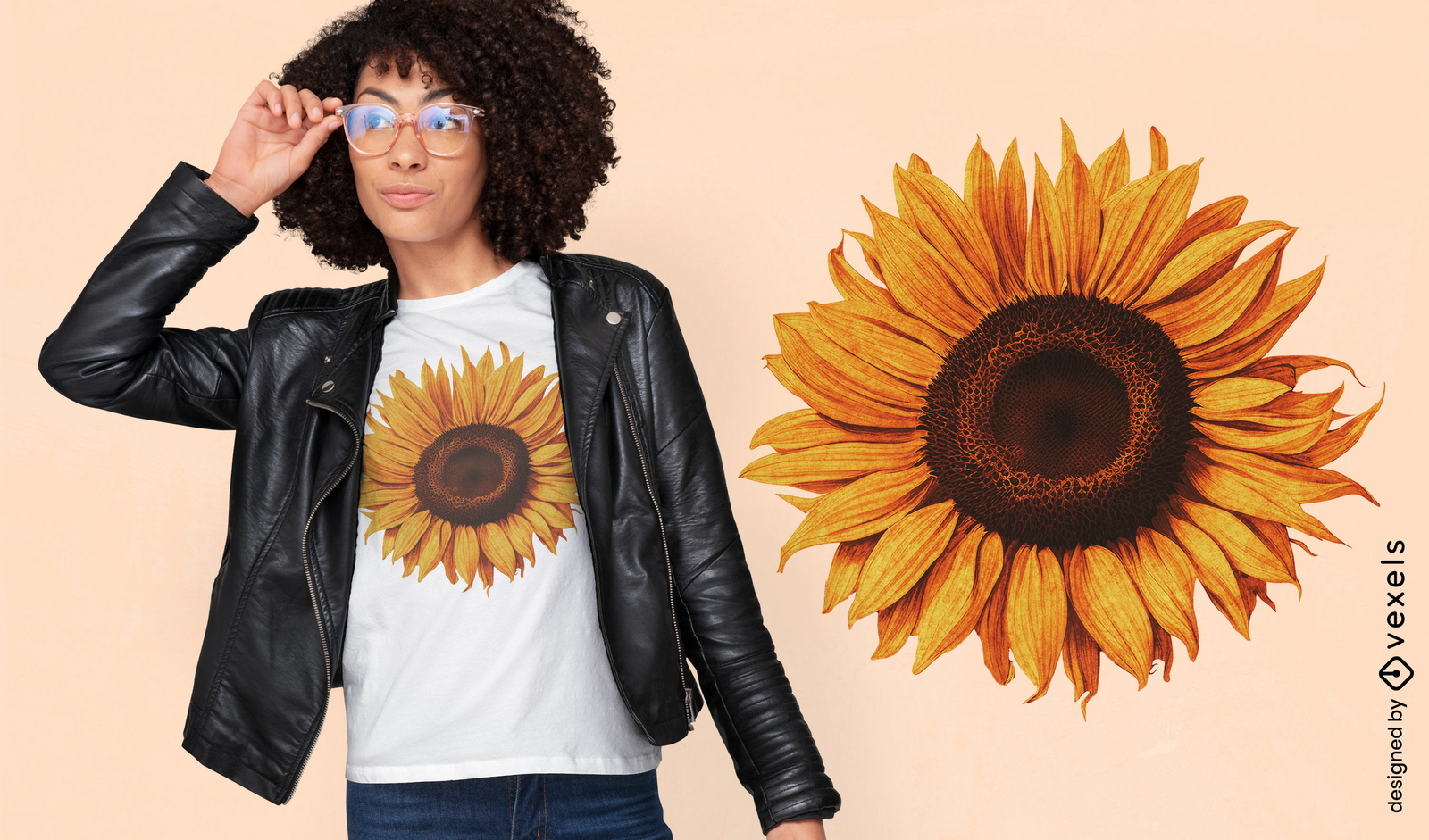 Diseño de camiseta de girasol brillante.