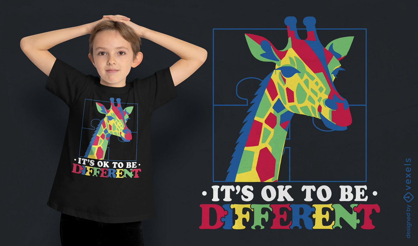 Diseño de camiseta de jirafa autista.