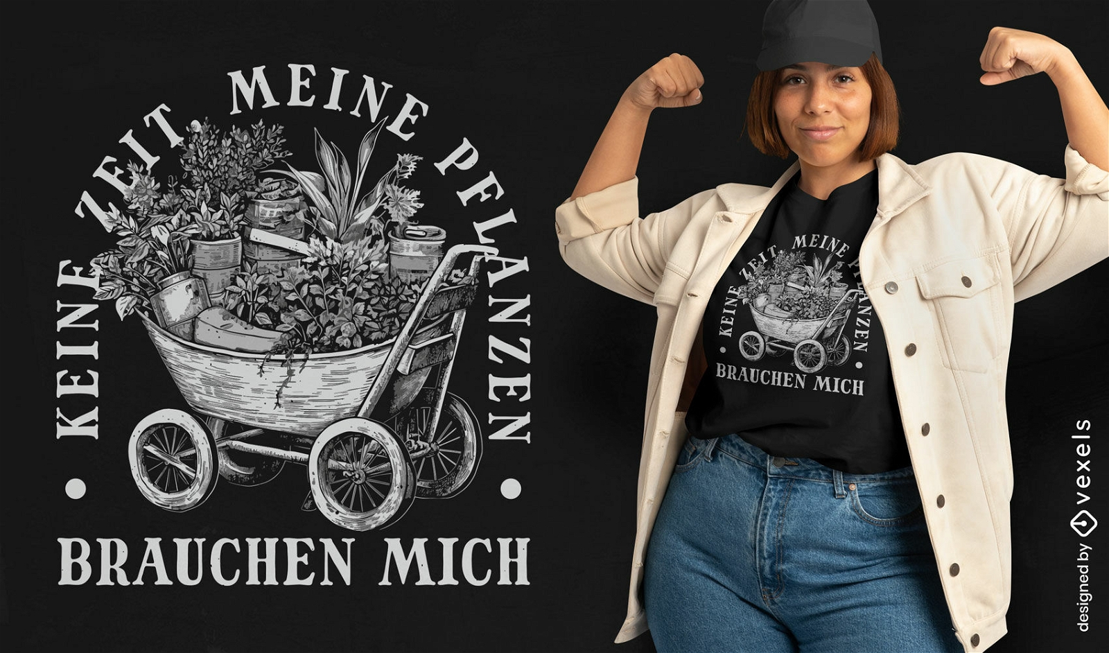 Diseño de camiseta de refrán alemán de jardinería.