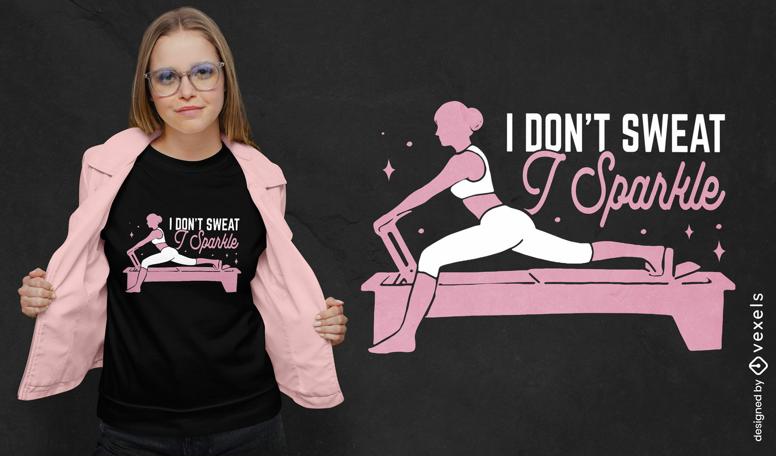 Design de camiseta com citação de brilho de pilates