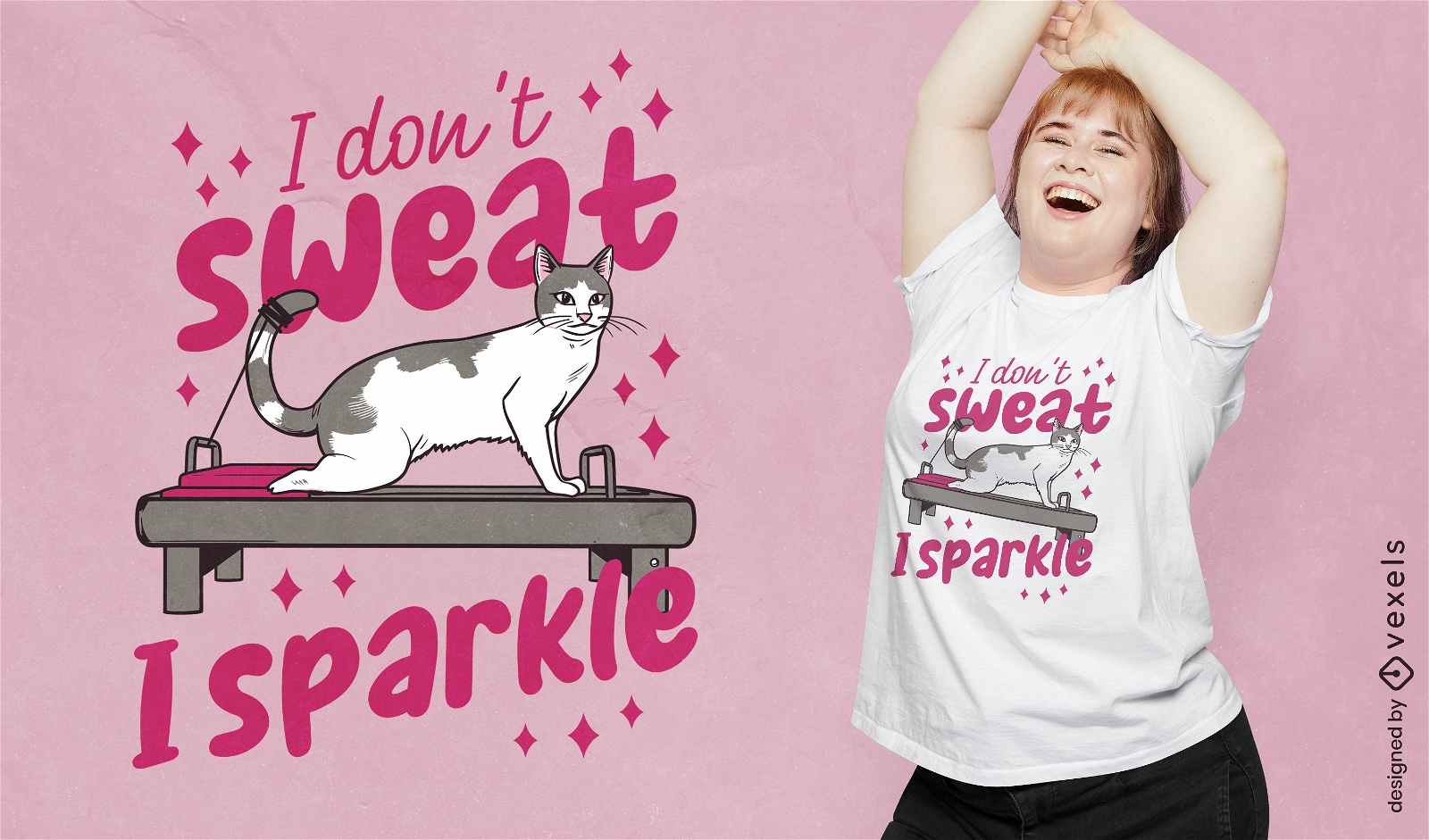 Cat doing pilates t-shirt design 