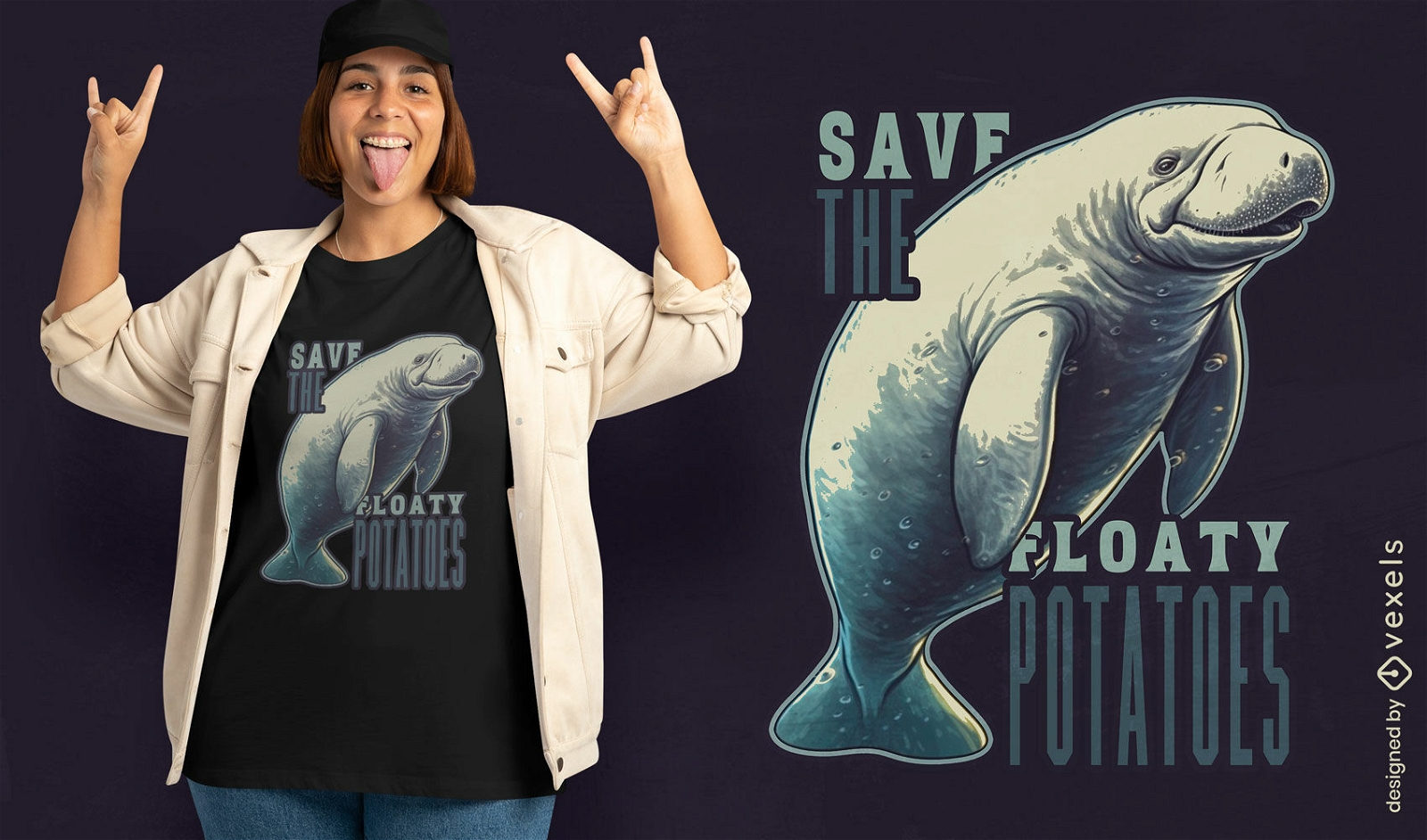 Guarde el diseño de camiseta de conservación de manatíes.