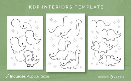 How to draw dinosaurs diary design template KDP