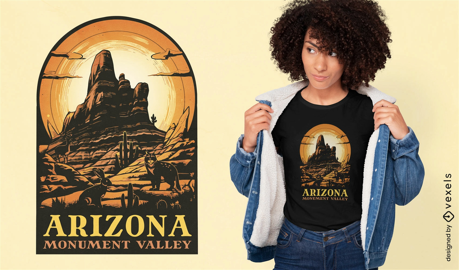 Diseño de camiseta de paisaje del valle de arizona.