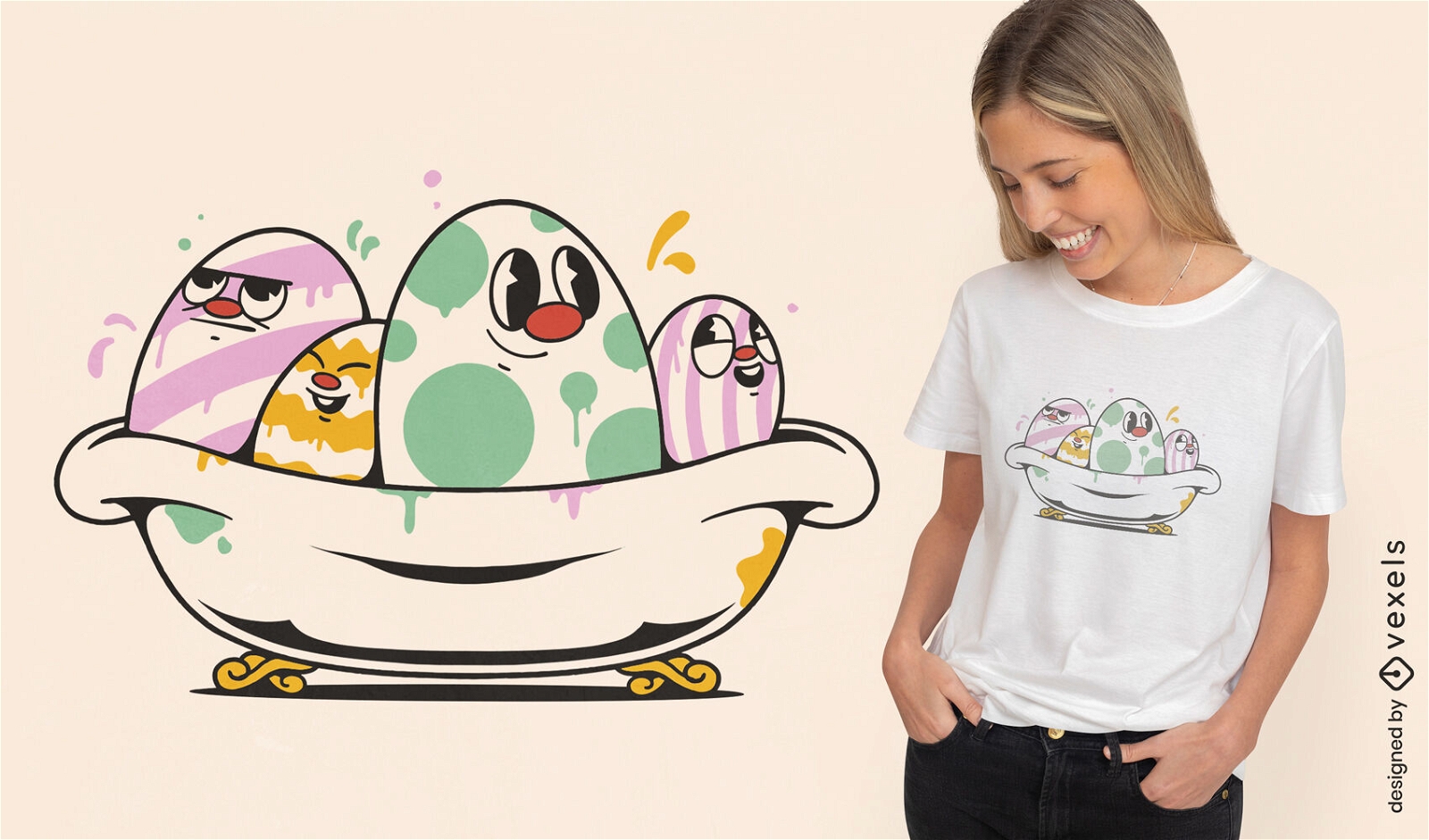 Design de camiseta pintada com ovos de páscoa