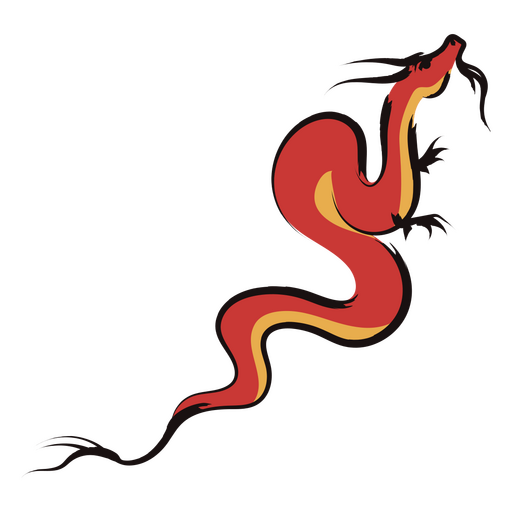 Ilustración dinámica de dragón rojo y naranja Diseño PNG