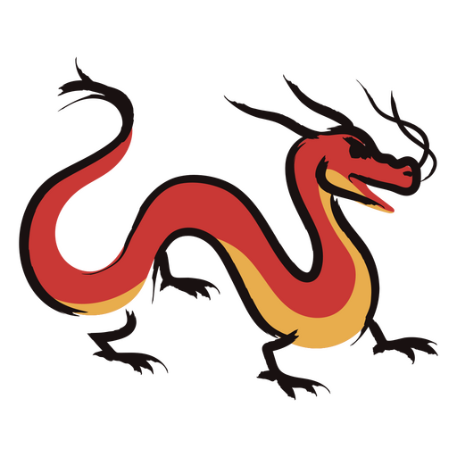 Ilustración vibrante de dragón con colores llamativos. Diseño PNG