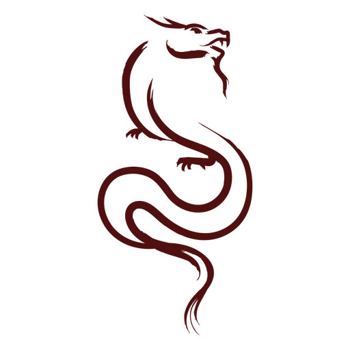 Arte elegante de silueta de dragón Diseño PNG