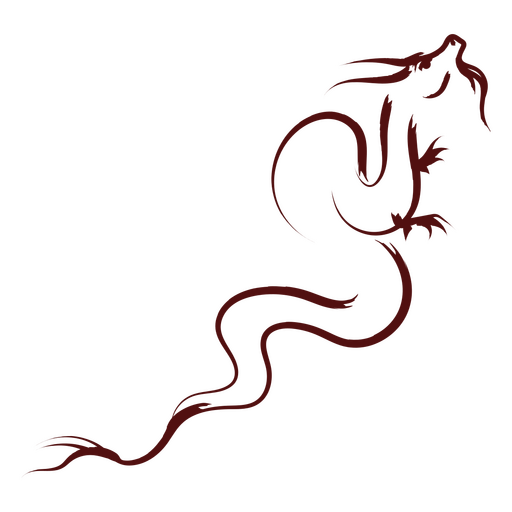 Elegante diseño de silueta de dragón. Diseño PNG