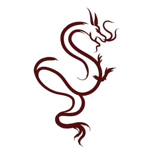 Elegante ilustración de dragón asiático en rojo intenso. Diseño PNG