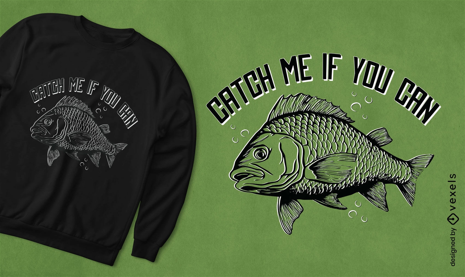 Design de camiseta com citação de peixe carpa