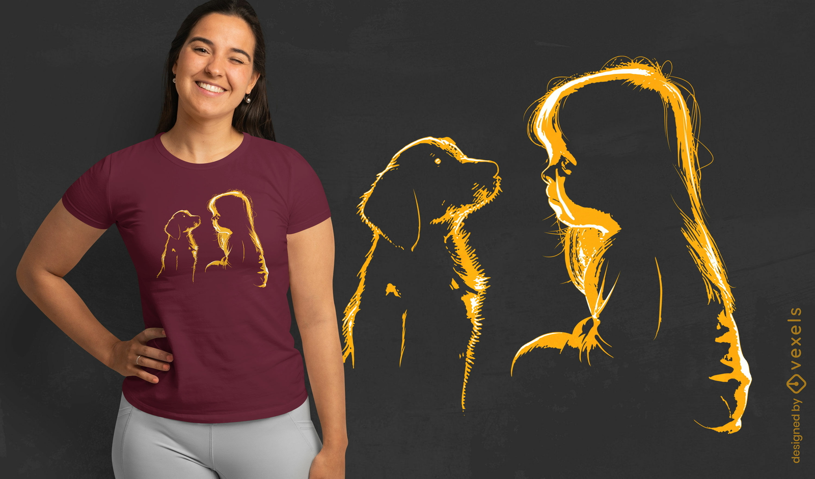 Kleines Mädchen mit Hunde-T-Shirt-Design