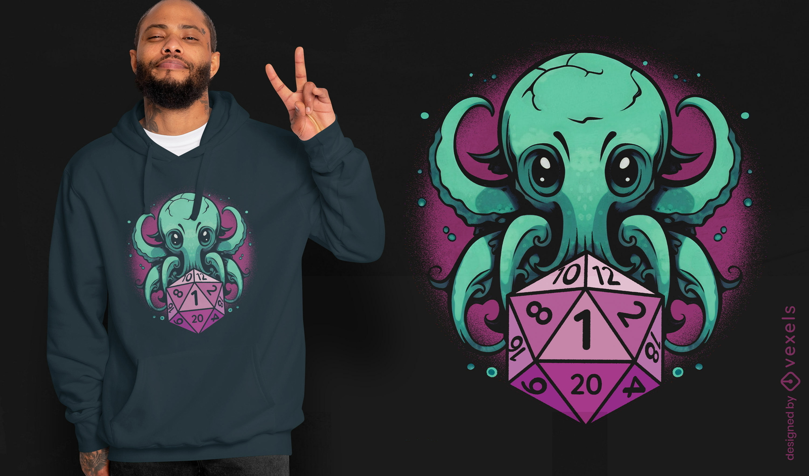 Diseño de camiseta de pulpo cósmico.