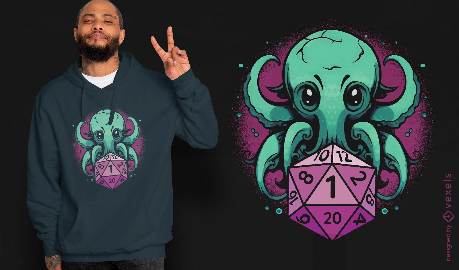 Kosmisches Oktopus-T-Shirt-Design