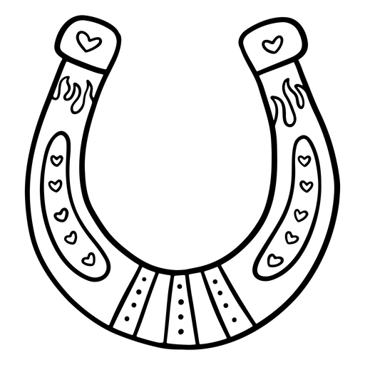 Design lúdico de ferradura com corações Desenho PNG