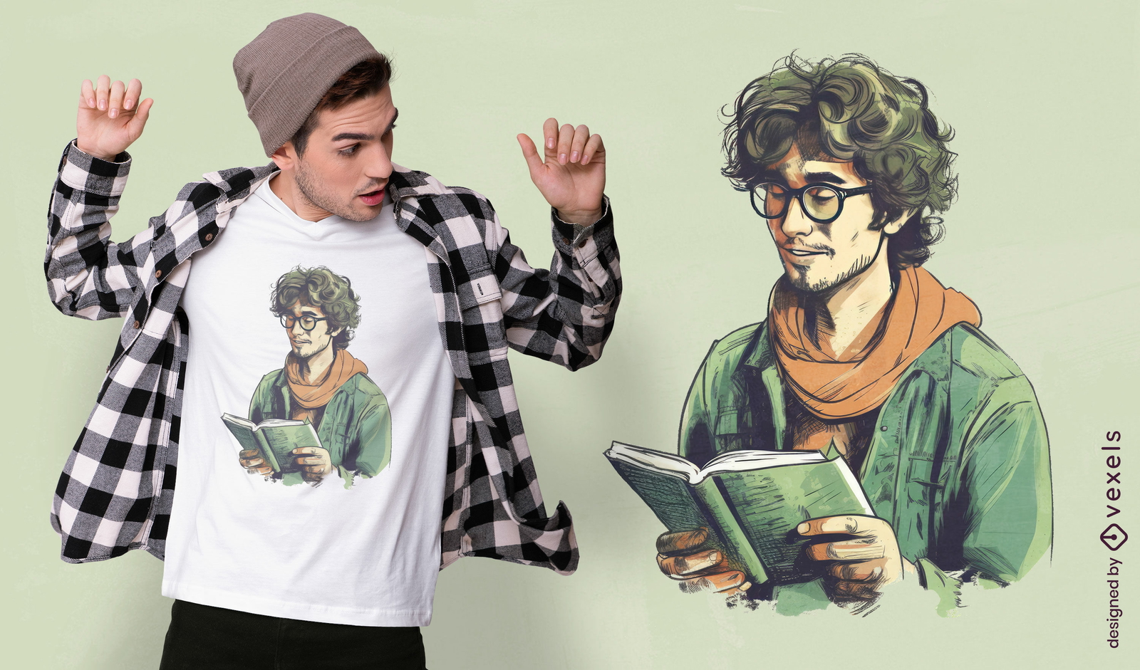 Diseño de camiseta de hombre leyendo vintage.