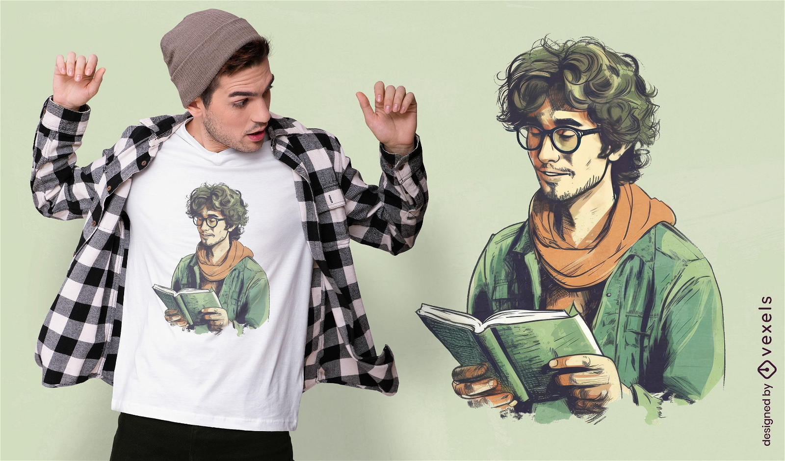 Vintage reading man t-shirt design