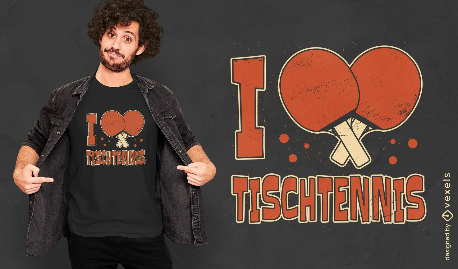 Tischtennis-Sportschläger-T-Shirt-Design
