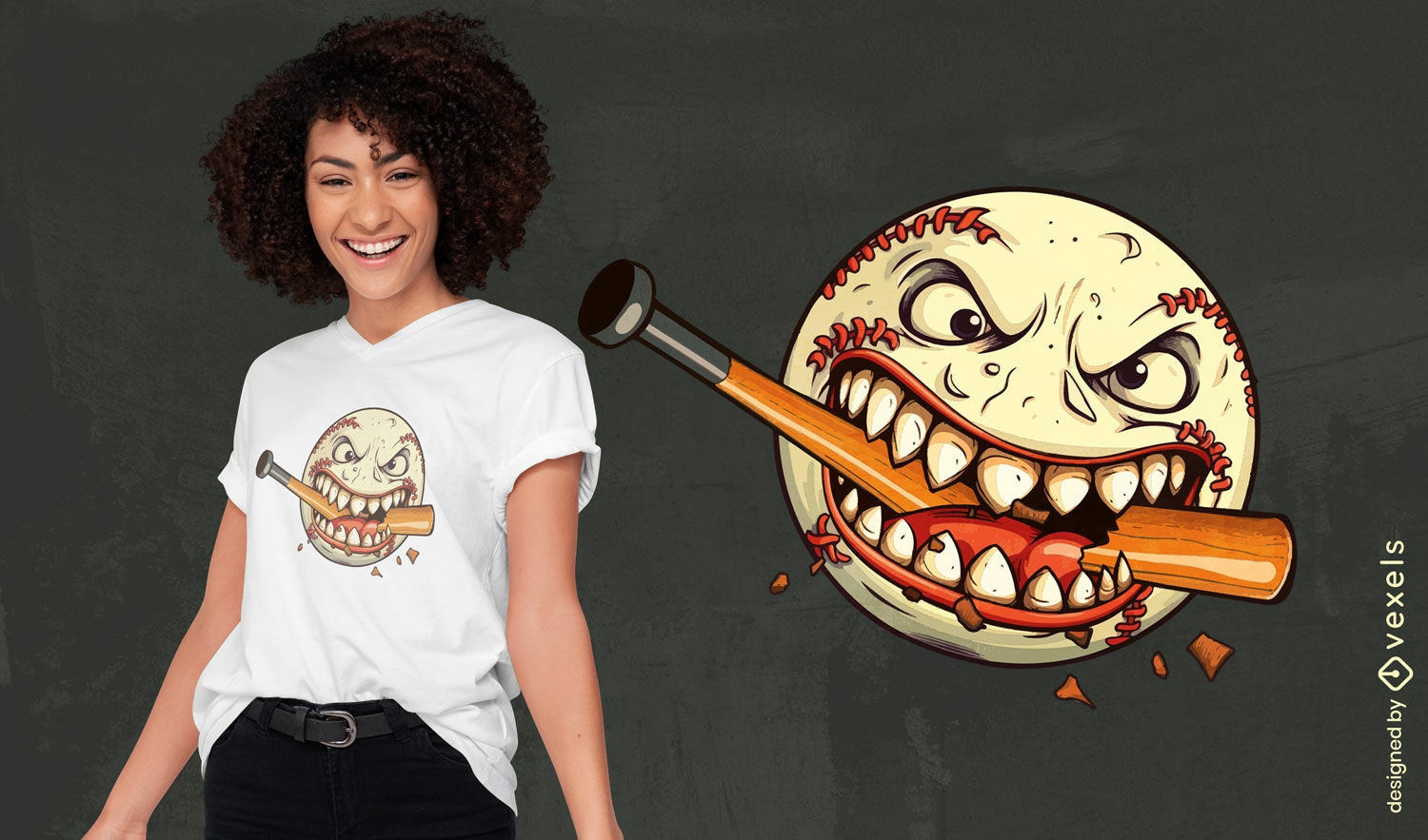 Baseball biting bat t-shirt design