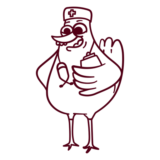 Illustration of a chicken holding a stethoscope PNG Design