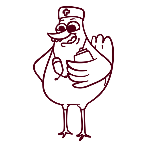 Ilustración de un pollo sosteniendo un estetoscopio Diseño PNG