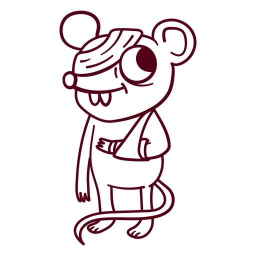 Dibujo de un ratón rojo con fondo negro. Diseño PNG