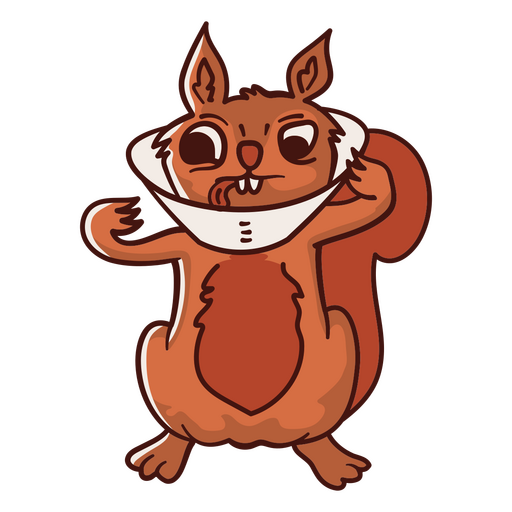 Cartoon squirrel with a cone on his head PNG Design
