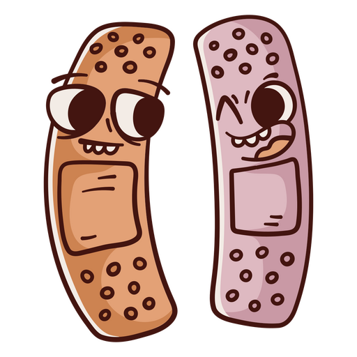 Two cartoon bandages PNG Design
